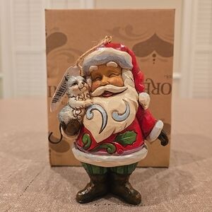 Jim Shore "Santa with Cat" Hanging Ornament (2) ORIGINAL BOX
